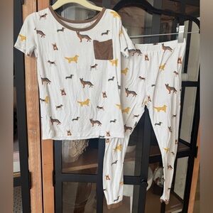 Kyte BABY Pajamas set short sleeve tee dogs puppies puppy bamboo pants toddler